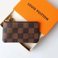 Louis Vuitton LV Unisex Key Pouch Damier Ebene Coated Canvas Zip Closure (4)