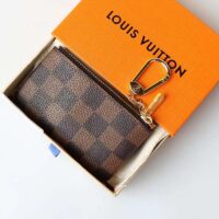 Louis Vuitton LV Unisex Key Pouch Damier Ebene Coated Canvas Zip Closure (4)