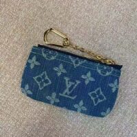 Louis Vuitton LV Unisex Key Pouch Denim Blue GOTS Certified Cotton Monogram Denim (6)