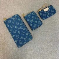 Louis Vuitton LV Unisex Zippy Wallet Purse Denim Blue GOTS Certified Cotton Monogram Denim (2)