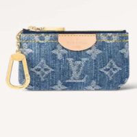 Louis Vuitton LV Unisex Key Pouch Denim Blue GOTS Certified Cotton Monogram Denim (6)