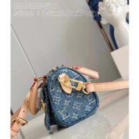 Louis Vuitton LV Unisex Nano Speedy Bag Denim Blue GOTS Monogram Denim Canvas Natural Cowhide Leather (9)