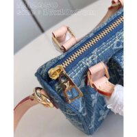 Louis Vuitton LV Unisex Nano Speedy Bag Denim Blue GOTS Monogram Denim Canvas Natural Cowhide Leather (9)