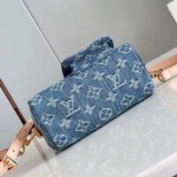 Louis Vuitton LV Unisex Nano Speedy Bag Denim Blue GOTS Monogram Denim Canvas Natural Cowhide Leather (9)