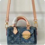 Louis Vuitton LV Unisex Nano Speedy Bag Denim Blue GOTS Monogram Denim Canvas Natural Cowhide Leather - Image 2