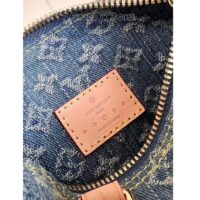 Louis Vuitton LV Unisex Nano Speedy Bag Denim Blue GOTS Monogram Denim Canvas Natural Cowhide Leather (9)