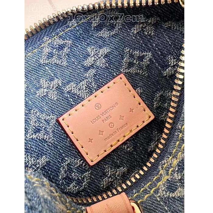 Louis Vuitton LV Unisex Nano Speedy Bag Denim Blue GOTS Monogram Denim Canvas Natural Cowhide Leather (7)