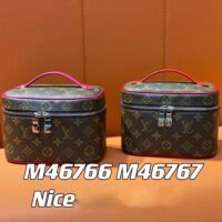 Louis Vuitton LV Unisex Nice Mini Toiletry Pouch Red Monogram Macassar Coated Canvas Cowhide Leather (4)