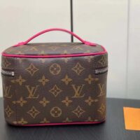 Louis Vuitton LV Unisex Nice Mini Toiletry Pouch Rose Pink Monogram Macassar Coated Canvas Cowhide Leather (2)