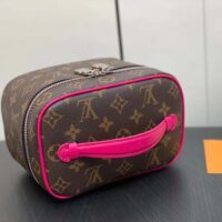 Louis Vuitton LV Unisex Nice Mini Toiletry Pouch Rose Pink Monogram Macassar Coated Canvas Cowhide Leather (2)