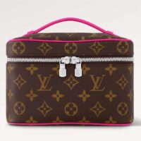 Louis Vuitton LV Unisex Nice Mini Toiletry Pouch Rose Pink Monogram Macassar Coated Canvas Cowhide Leather