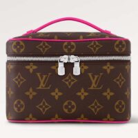 Louis Vuitton LV Unisex Nice Mini Toiletry Pouch Rose Pink Monogram Macassar Coated Canvas Cowhide Leather (2)