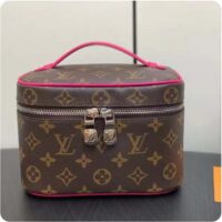 Louis Vuitton LV Unisex Nice Mini Toiletry Pouch Rose Pink Monogram Macassar Coated Canvas Cowhide Leather (2)