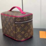 Louis Vuitton LV Unisex Nice Mini Toiletry Pouch Rose Pink Monogram Macassar Coated Canvas Cowhide Leather - Imagen 4
