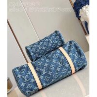 Louis Vuitton LV Unisex Papillon Denim Blue GOTS Monogram Denim Canvas Natural Cowhide Leather (6)