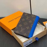 Louis Vuitton LV Unisex Passport Cover Blue Monogram Macassar Coated Canvas Cowhide Leather (2)