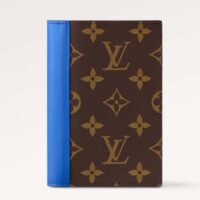 Louis Vuitton LV Unisex Passport Cover Blue Monogram Macassar Coated Canvas Cowhide Leather (2)