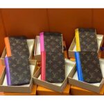 Louis Vuitton LV Unisex Passport Cover Purple Monogram Macassar Coated Canvas Cowhide Leather – Bild 8