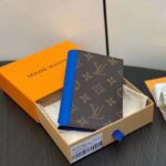 Louis Vuitton LV Unisex Passport Cover Blue Monogram Macassar Coated Canvas Cowhide Leather - Image 4