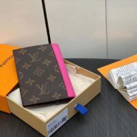 Louis Vuitton LV Unisex Passport Cover Pink Monogram Macassar Coated Canvas Cowhide Leather (6)