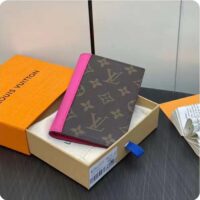 Louis Vuitton LV Unisex Passport Cover Pink Monogram Macassar Coated Canvas Cowhide Leather (6)