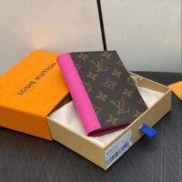 Louis Vuitton LV Unisex Passport Cover Pink Monogram Macassar Coated Canvas Cowhide Leather (6)