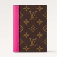 Louis Vuitton LV Unisex Passport Cover Pink Monogram Macassar Coated Canvas Cowhide Leather