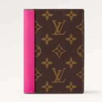 Louis Vuitton LV Unisex Passport Cover Pink Monogram Macassar Coated Canvas Cowhide Leather (6)