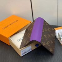 Louis Vuitton LV Unisex Passport Cover Purple Monogram Macassar Coated Canvas Cowhide Leather (6)