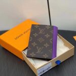 Louis Vuitton LV Unisex Passport Cover Purple Monogram Macassar Coated Canvas Cowhide Leather – Bild 2