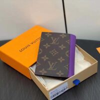 Louis Vuitton LV Unisex Passport Cover Purple Monogram Macassar Coated Canvas Cowhide Leather (6)