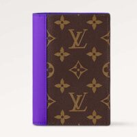 Louis Vuitton LV Unisex Passport Cover Purple Monogram Macassar Coated Canvas Cowhide Leather