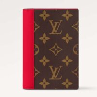 Louis Vuitton LV Unisex Passport Cover Red Monogram Macassar Coated Canvas Cowhide Leather (4)