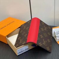 Louis Vuitton LV Unisex Passport Cover Red Monogram Macassar Coated Canvas Cowhide Leather (4)