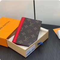 Louis Vuitton LV Unisex Passport Cover Red Monogram Macassar Coated Canvas Cowhide Leather (4)