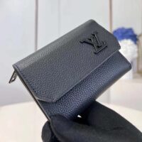 Louis Vuitton LV Unisex Pilot Wallet Black LV Aerogram Cowhide Leather Tone-On-Tone Hardware (6)