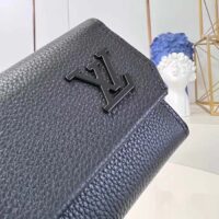 Louis Vuitton LV Unisex Pilot Wallet Black LV Aerogram Cowhide Leather Tone-On-Tone Hardware (6)