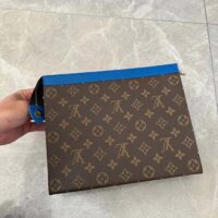 Louis Vuitton LV Unisex Pochette Voyage MM Blue Monogram Macassar Coated Canvas Cowhide-Leather (8)