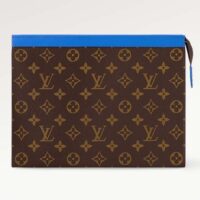 Louis Vuitton LV Unisex Pochette Voyage MM Blue Monogram Macassar Coated Canvas Cowhide-Leather (8)