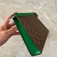 Louis Vuitton LV Unisex Pochette Voyage MM Green Monogram Macassar Coated Canvas Cowhide-Leather (9)