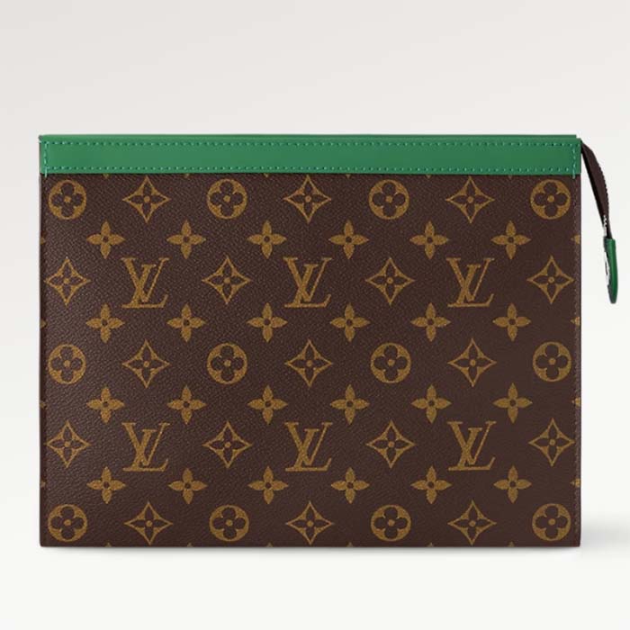 Louis Vuitton LV Unisex Pochette Voyage MM Green Monogram Macassar Coated Canvas Cowhide-Leather