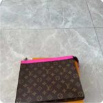 Louis Vuitton LV Unisex Pochette Voyage MM Pink Monogram Macassar Coated Canvas Cowhide-Leather - Image 3
