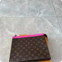 Louis Vuitton LV Unisex Pochette Voyage MM Pink Monogram Macassar Coated Canvas Cowhide-Leather (6)