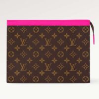 Louis Vuitton LV Unisex Pochette Voyage MM Pink Monogram Macassar Coated Canvas Cowhide-Leather (6)