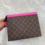 Louis Vuitton LV Unisex Pochette Voyage MM Pink Monogram Macassar Coated Canvas Cowhide-Leather - Image 2