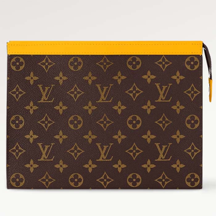 Louis Vuitton LV Unisex Pochette Voyage MM Yellow Monogram Macassar Coated Canvas Cowhide-Leather