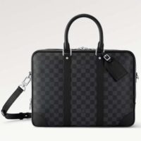 Louis Vuitton LV Unisex Porte-Documents Voyage Damier Graphite Coated Canvas Cowhide-Leather (8)