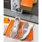 Louis Vuitton LV Unisex Run 55 Sneaker Beige Mix Materials Lifted Rubber Outsole - Image 5