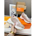 Louis Vuitton LV Unisex Run 55 Sneaker Beige Mix Materials Lifted Rubber Outsole - Image 9