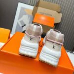 Louis Vuitton LV Unisex Run 55 Sneaker Beige Mix Materials Lifted Rubber Outsole - Image 8